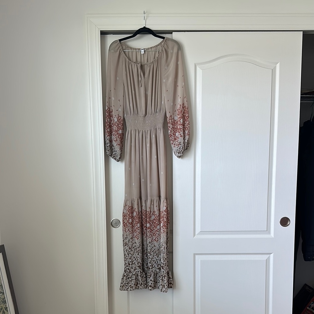 Express Brown Long Sleeve Sundress